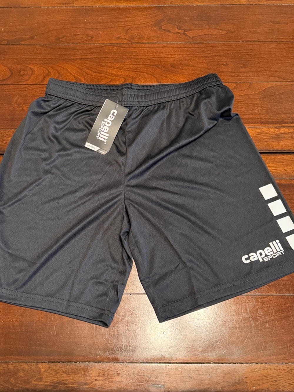 NWT Capelli of New York Black Athletic Shorts with White Logo Accents